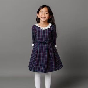 NWT Hope & Henry Girls' 3/4 Sleeve Ruffle Trim Party Dress, Toddler